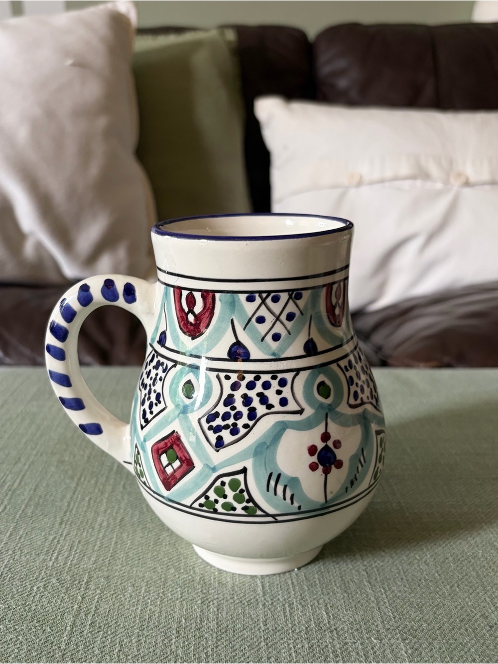Handcrafted Le Souk Ceramique Mug, Bowl & Serghini Bowl w/Hand Carved Chopsticks - Picture 8 of 15
